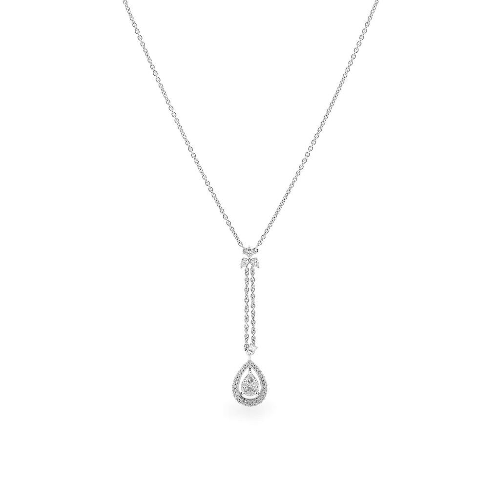 Dây liền mặt vàng trắng 18K gắn kim cương DOJI ALPR000077D2DA1 