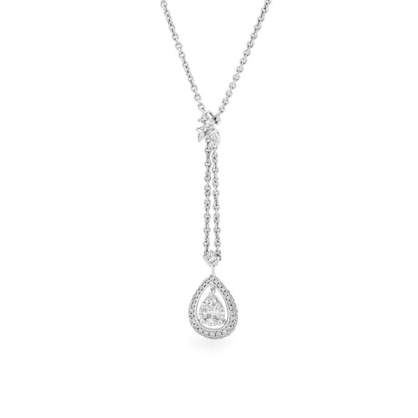 Dây liền mặt vàng trắng 18K gắn kim cương DOJI ALPR000077D2DA1