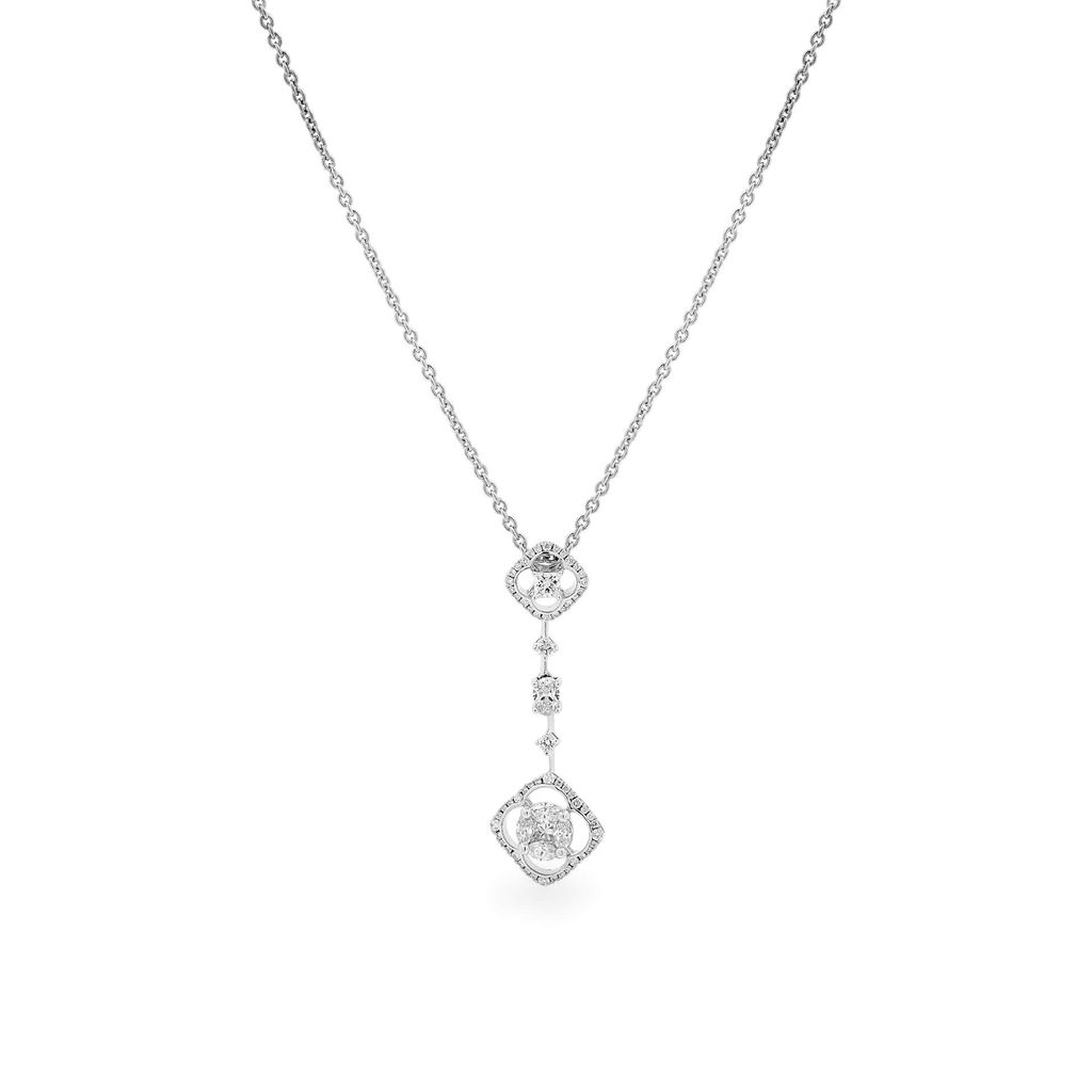 Dây liền mặt vàng trắng 18K gắn kim cương DOJI ALPR000079D2DA1 