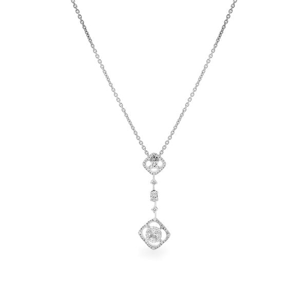Dây liền mặt vàng trắng 18K gắn kim cương DOJI ALPR000079D2DA1