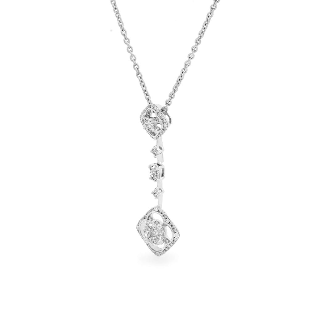 Dây liền mặt vàng trắng 18K gắn kim cương DOJI ALPR000079D2DA1 