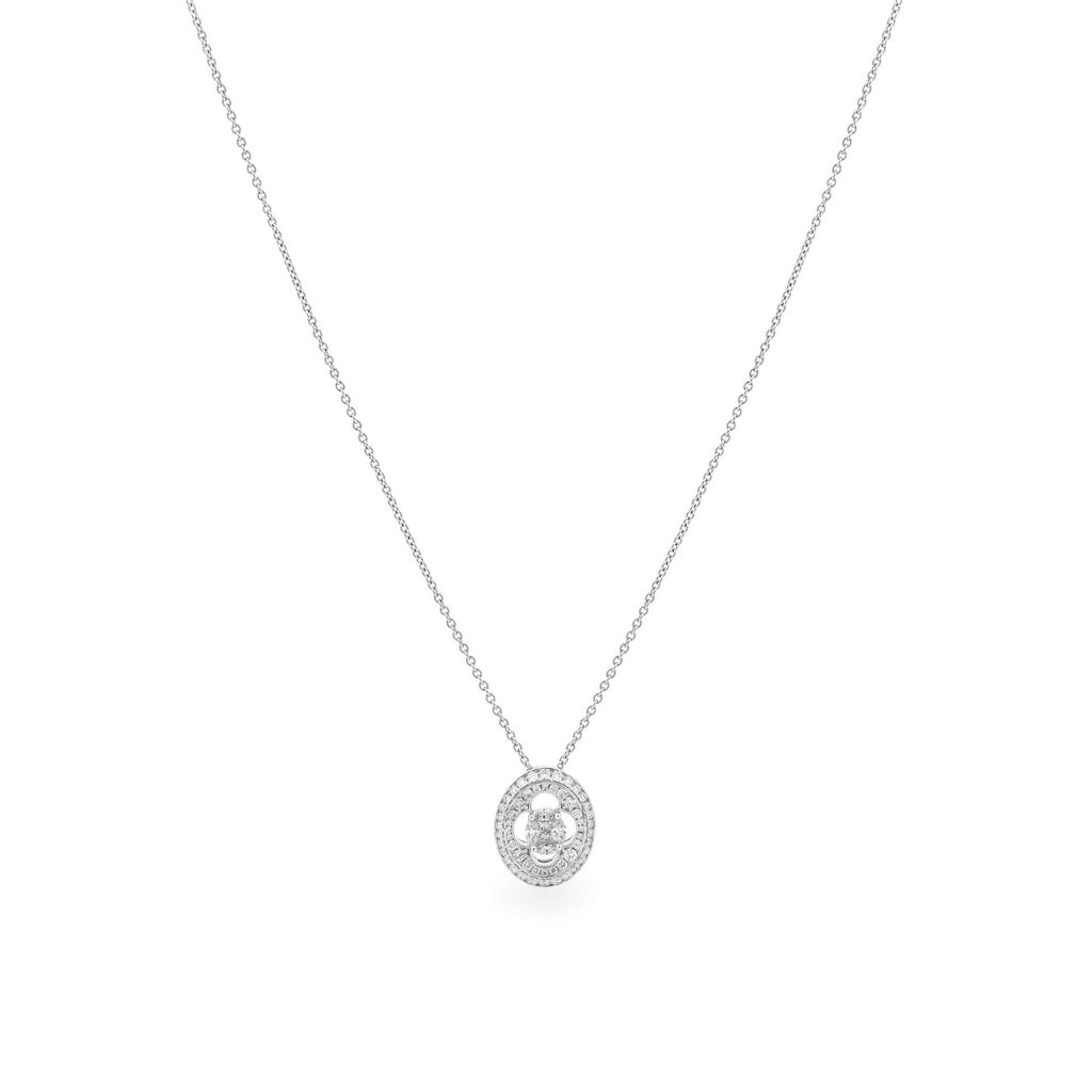 Dây liền mặt vàng trắng 18K gắn kim cương DOJI ALPR000084D2DA1 