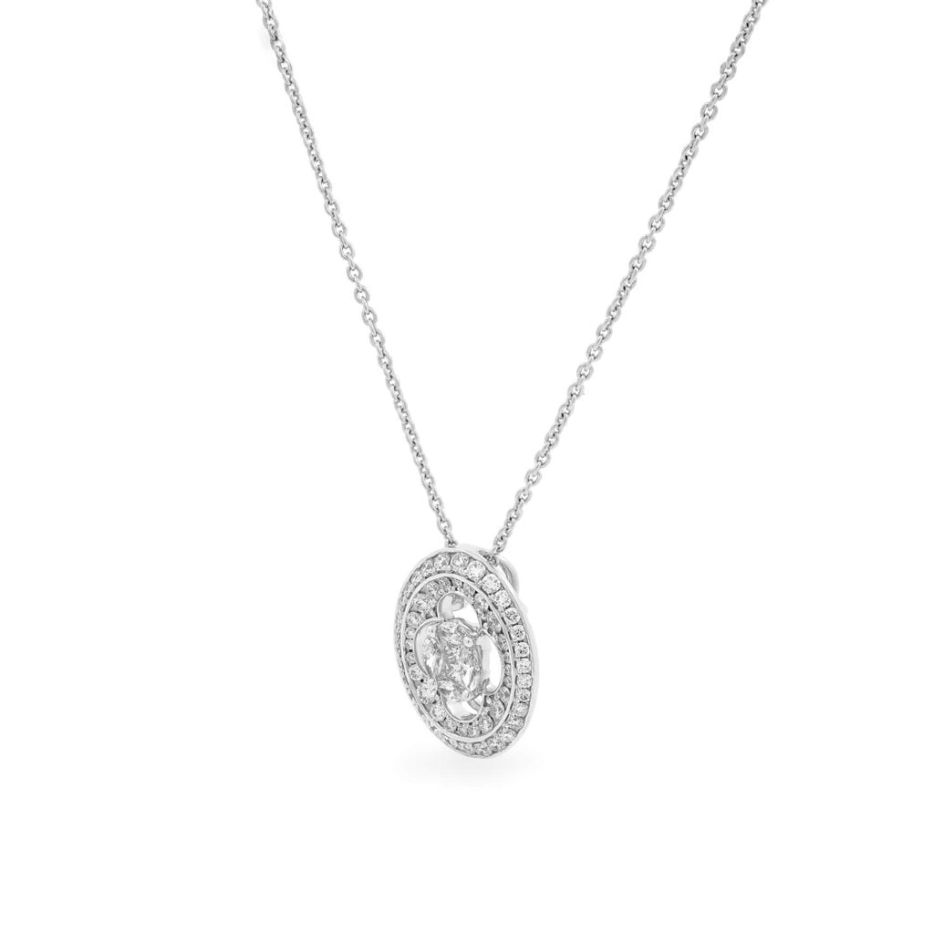 Dây liền mặt vàng trắng 18K gắn kim cương DOJI ALPR000084D2DA1 