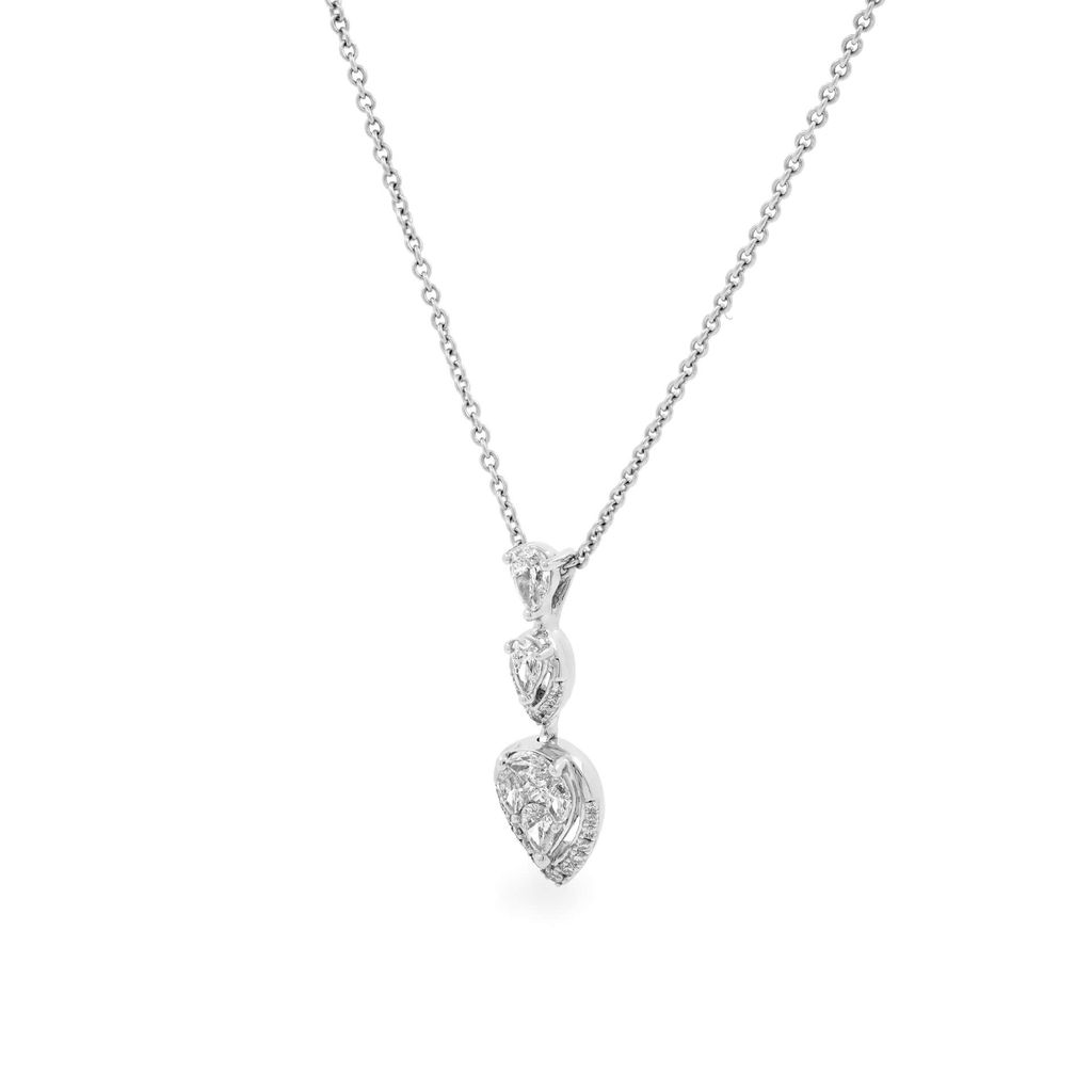 Dây liền mặt vàng trắng 18K gắn kim cương DOJI ALPR000365D2DA1 