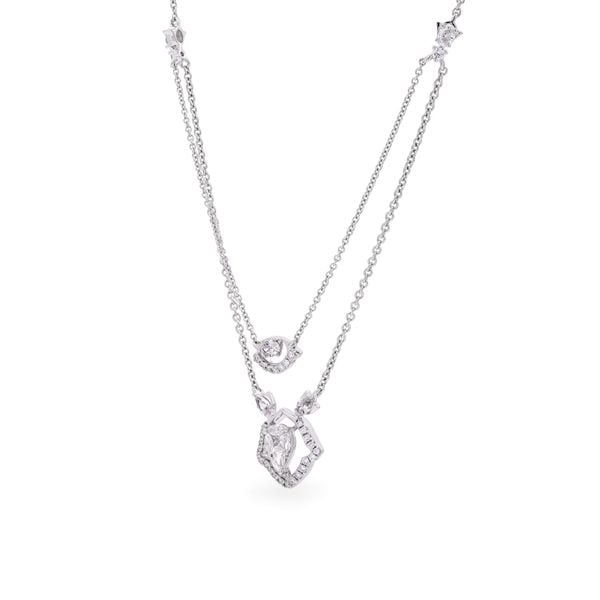 Dây liền mặt vàng trắng 14K gắn kim cương DOJI ALPR000502F2DA1