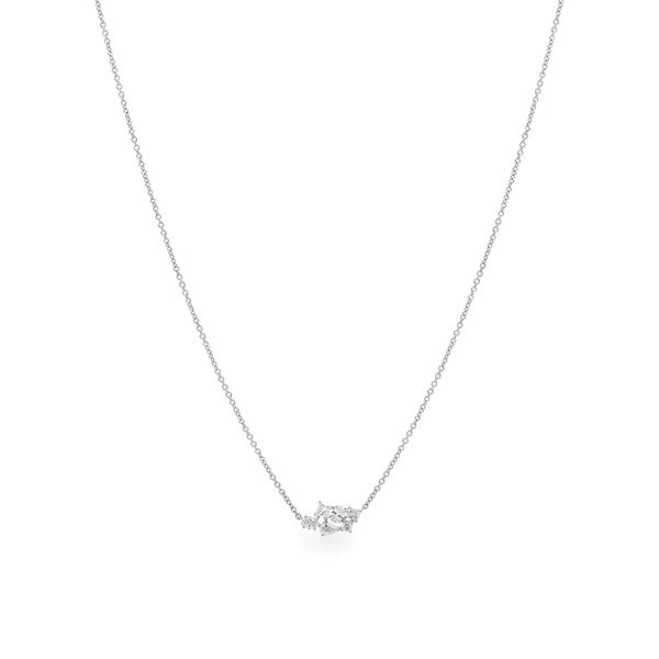 Dây liền mặt vàng trắng 14K gắn kim cương DOJI ALPR000540F2DA1