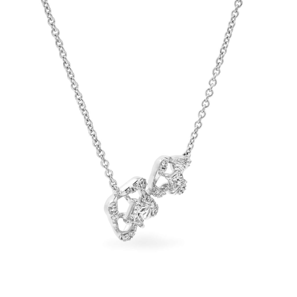 Dây liền mặt vàng trắng 14K gắn kim cương DOJI ALPR000543F2DA1 