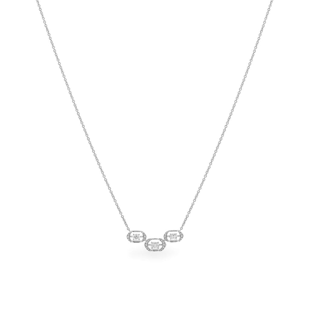 Dây liền mặt vàng trắng 14K gắn kim cương DOJI ALPR000549F2DA1 