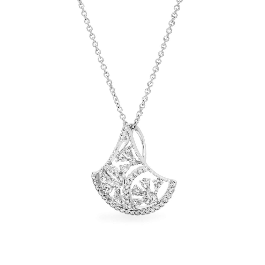 Dây liền mặt vàng trắng 14K gắn kim cương DOJI ALPR000558F2DA1 