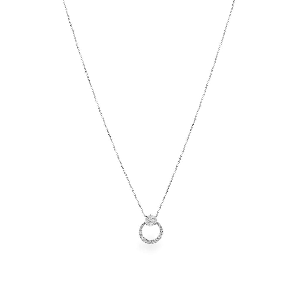 Dây liền mặt vàng trắng 14K gắn kim cương DOJI ALPR700027F2DA1 