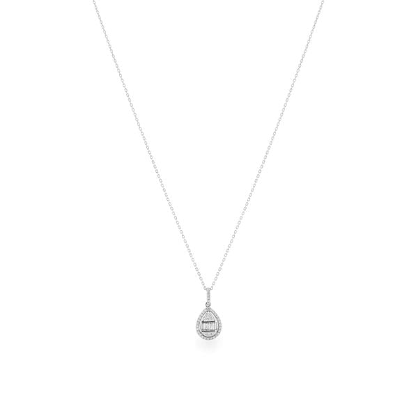 Dây liền mặt vàng trắng 14K gắn kim cương DOJI ALPR700032F2DA1