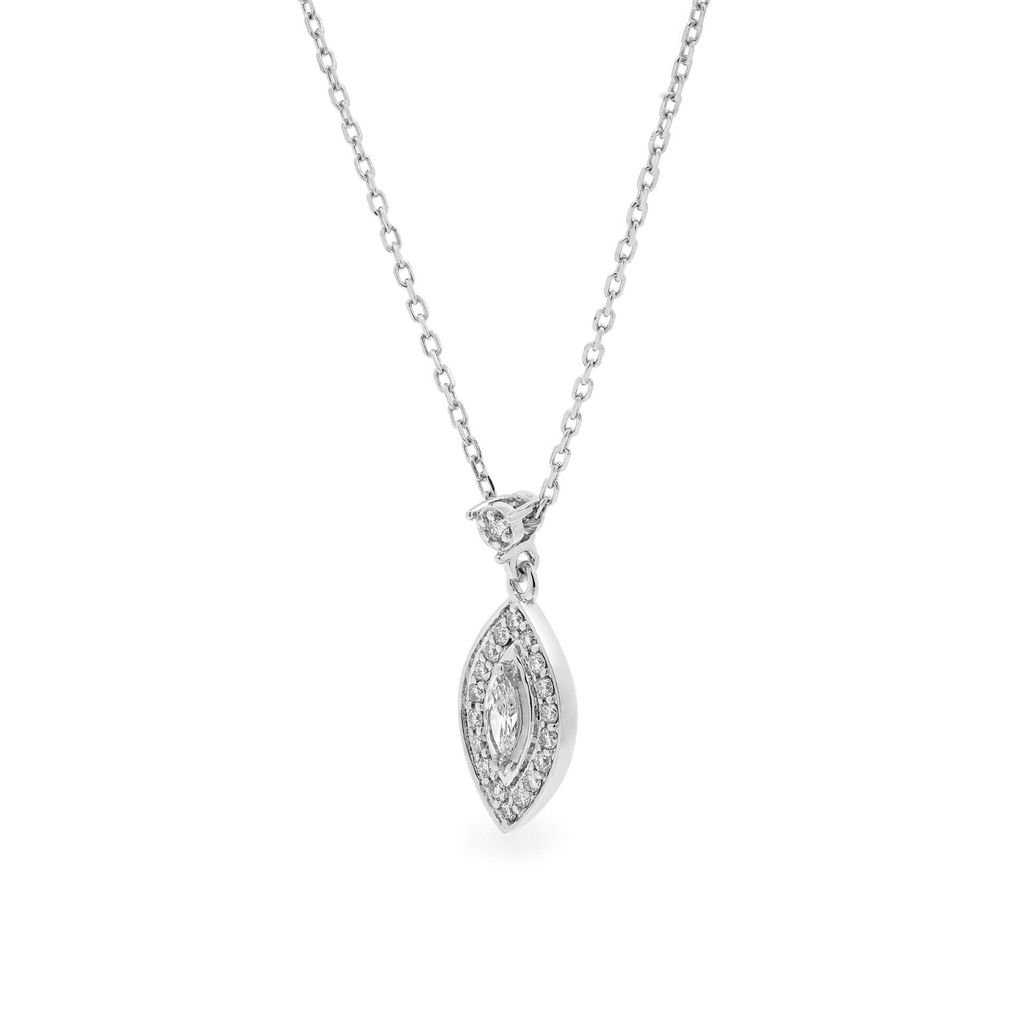 Dây liền mặt vàng trắng 14K gắn kim cương DOJI ALPR700034F2DA1 