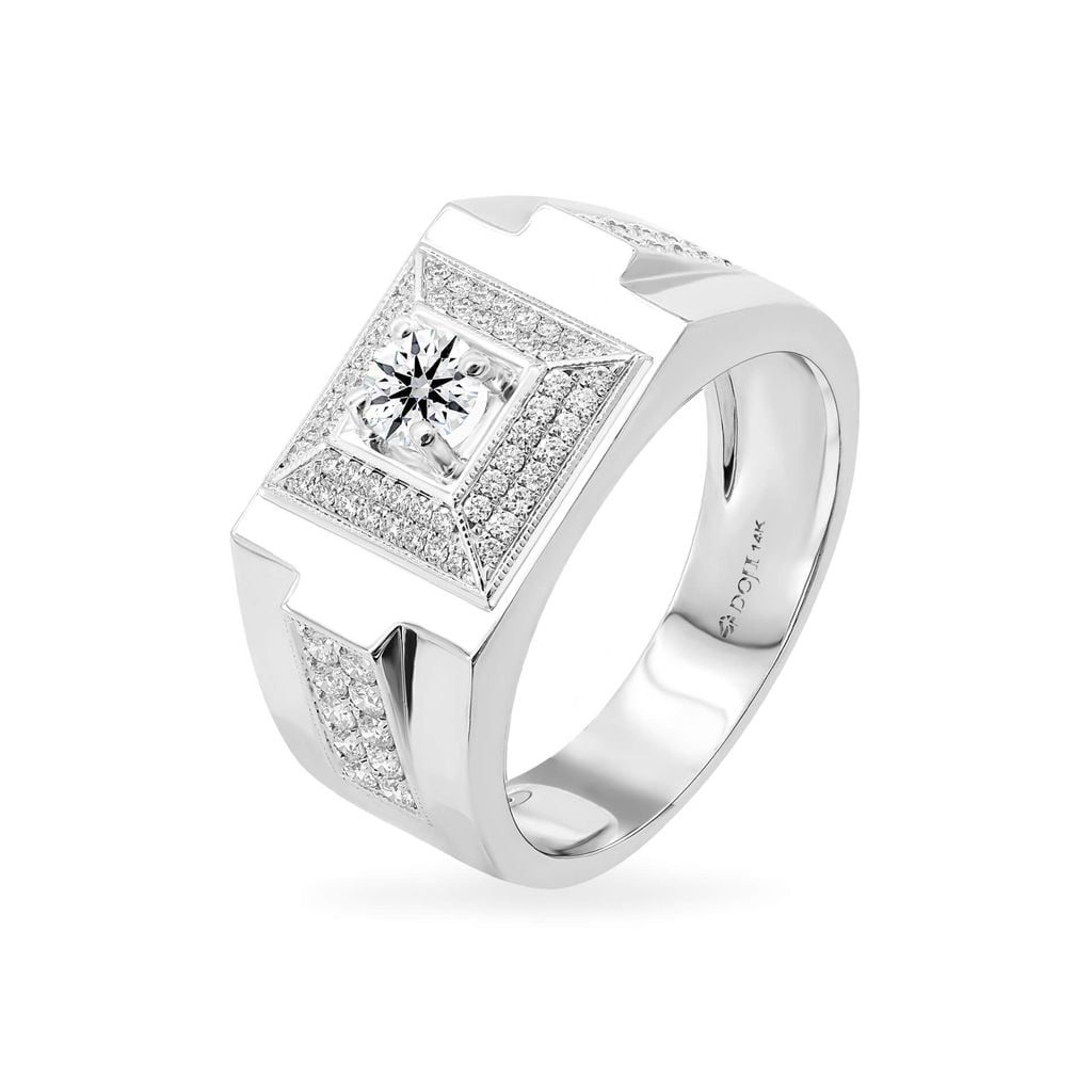 Nhẫn vàng trắng 14K gắn kim cương DOJI AMRB100008F2HA1 