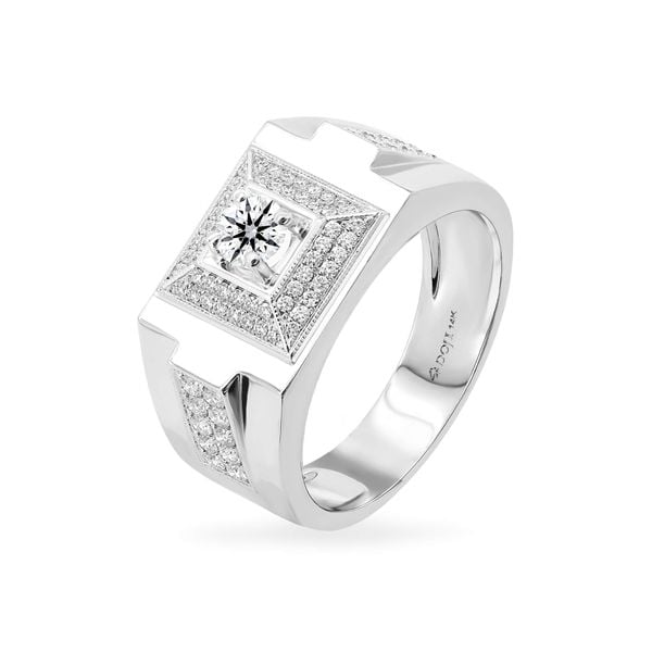 Nhẫn vàng trắng 14K gắn kim cương DOJI AMRB100008F2HA1
