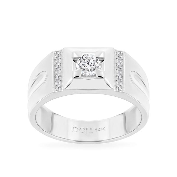 Nhẫn vàng trắng 14K gắn kim cương DOJI AMRB200003F2HA1