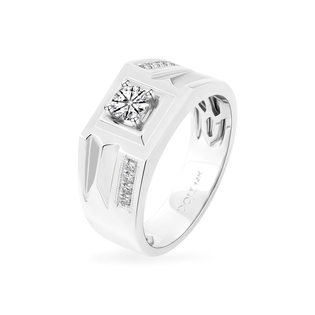 Nhẫn vàng trắng 14K gắn kim cương DOJI AMRB200017F2HA1 
