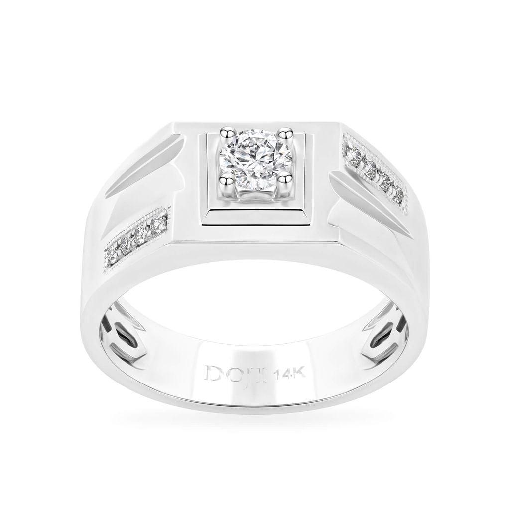 Nhẫn vàng trắng 14K gắn kim cương DOJI AMRB200017F2HA1 