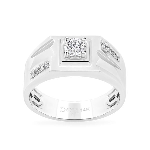 Nhẫn vàng trắng 14K gắn kim cương DOJI AMRB200017F2HA1