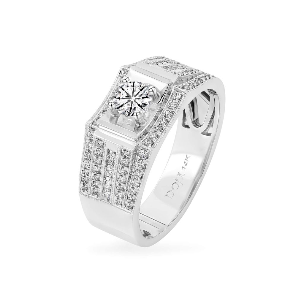 Nhẫn vàng trắng 14K gắn kim cương DOJI AMRB200028F2HA1 