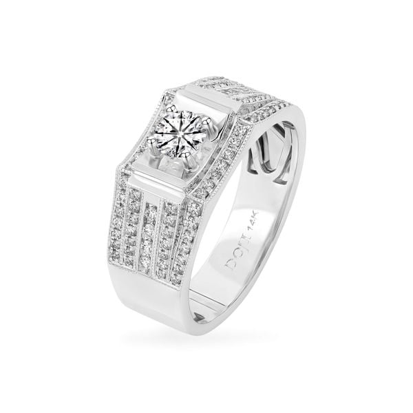 Nhẫn vàng trắng 14K gắn kim cương DOJI AMRB200028F2HA1