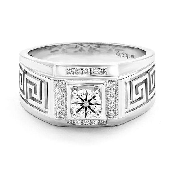 Nhẫn vàng trắng 14K gắn kim cương DOJI AMRB200033F2HA1