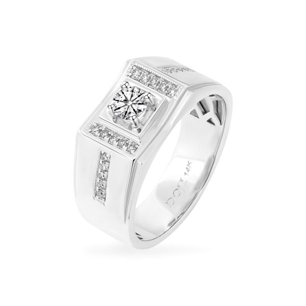 Nhẫn vàng trắng 14K gắn kim cương DOJI AMRB200034F2HA1