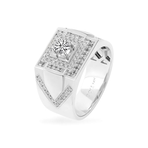 Nhẫn vàng trắng 14K gắn kim cương DOJI AMRB200076F2HA1