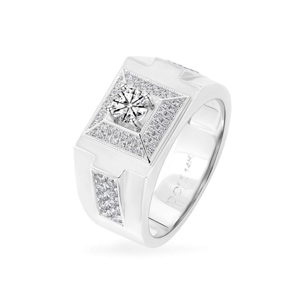 Nhẫn vàng trắng 14K gắn kim cương DOJI AMRB300008F2HA1 