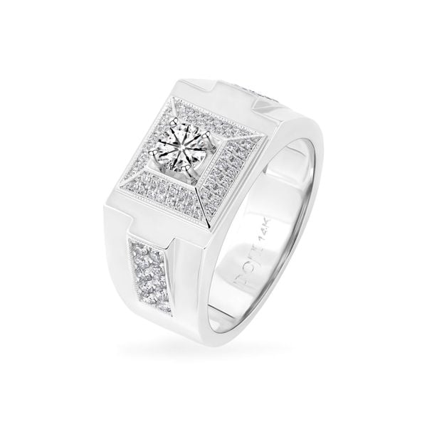 Nhẫn vàng trắng 14K gắn kim cương DOJI AMRB300008F2HA1