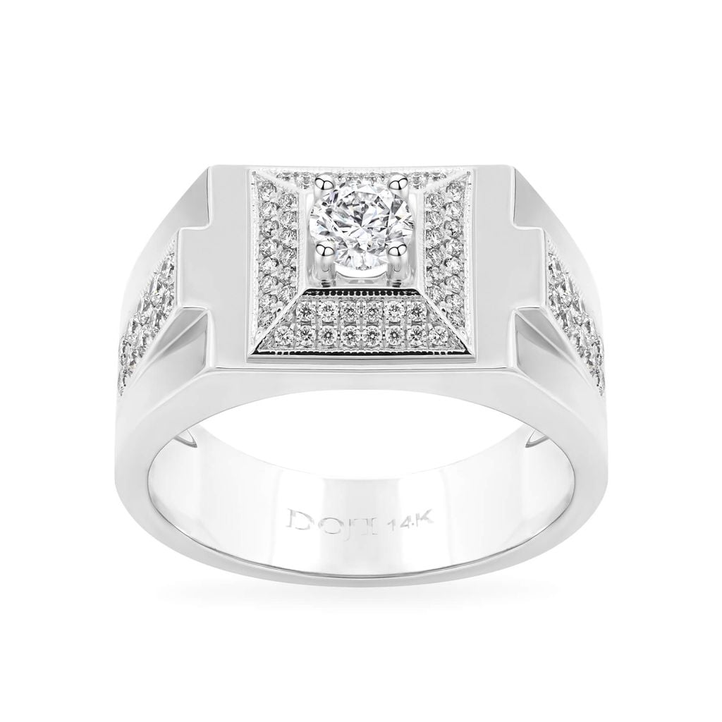 Nhẫn vàng trắng 14K gắn kim cương DOJI AMRB300008F2HA1 