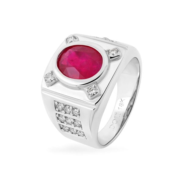 Nhẫn vàng trắng 18K gắn đá ruby DOJI AMRH000000D2RU1