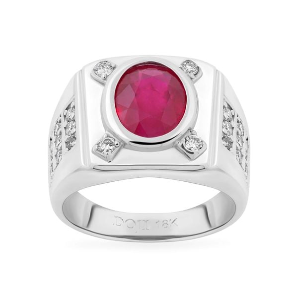 Nhẫn vàng trắng 18K gắn đá ruby DOJI AMRH000000D2RU1