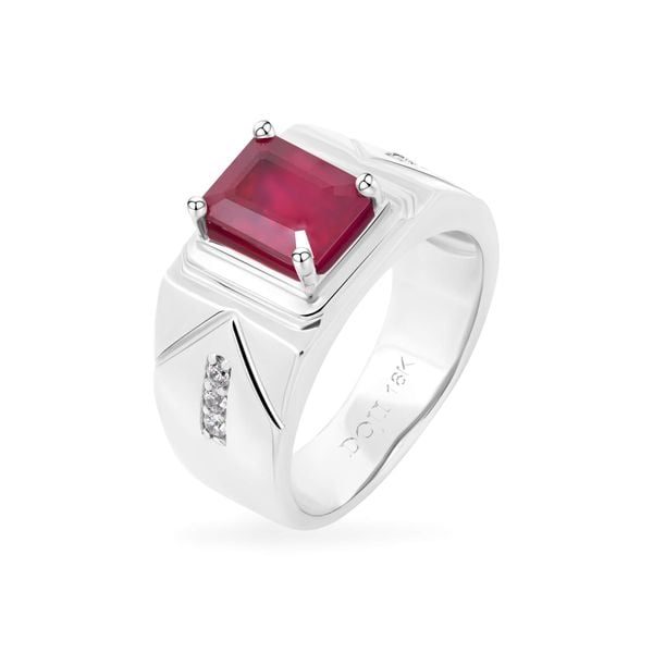 Nhẫn vàng trắng 14K gắn đá ruby DOJI AMRH000407F2RU1