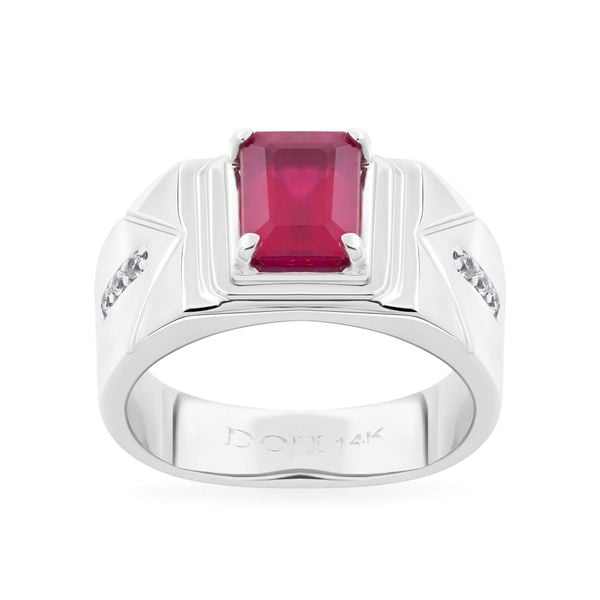 Nhẫn vàng trắng 14K gắn đá ruby DOJI AMRH000407F2RU1