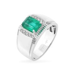 Nhẫn vàng trắng 18K gắn đá emerald DOJI AMRH002422D2EM1