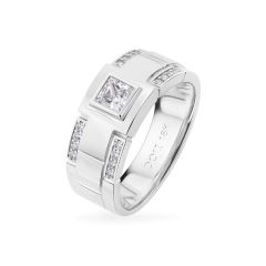 Nhẫn vàng trắng 18K gắn đá CZ DOJI AMRM200476D2CZ1