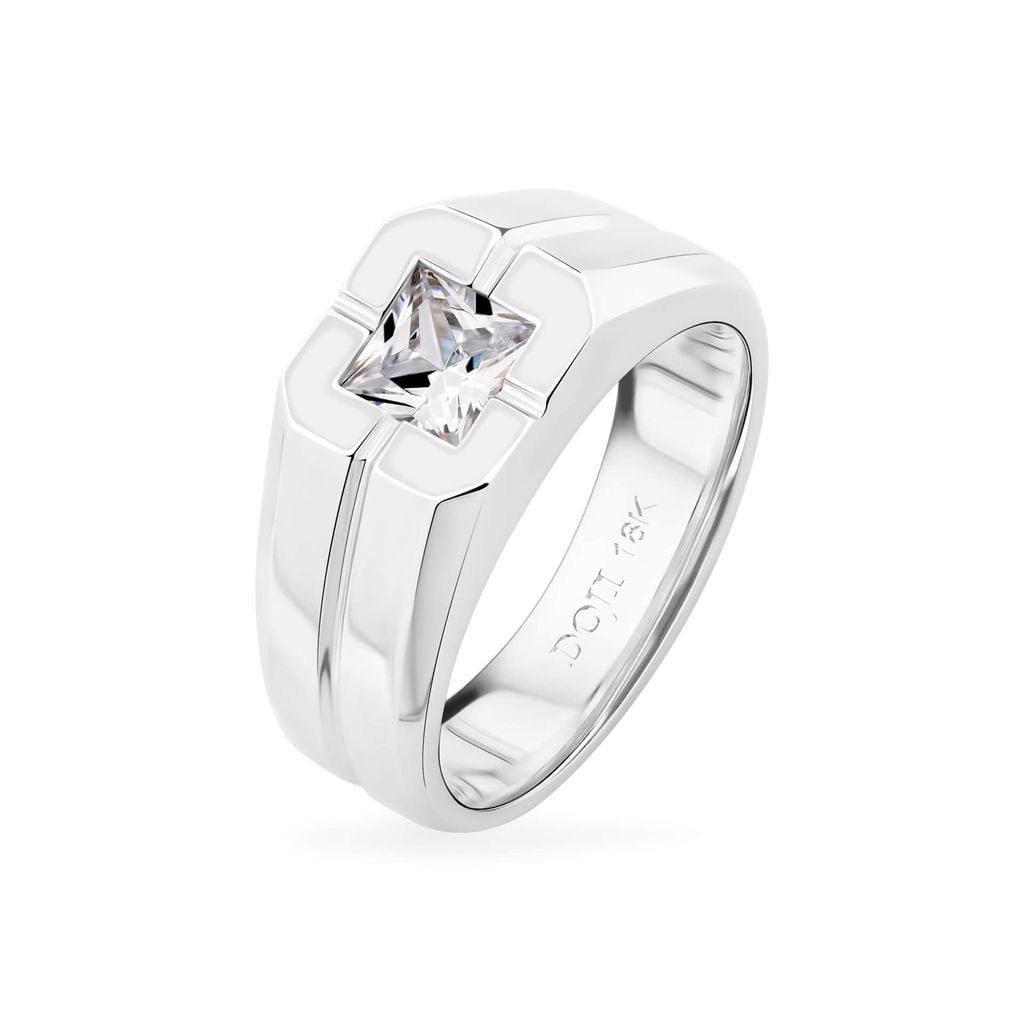Nhẫn vàng trắng 18K gắn đá CZ DOJI AMRM300475D2CZ1 