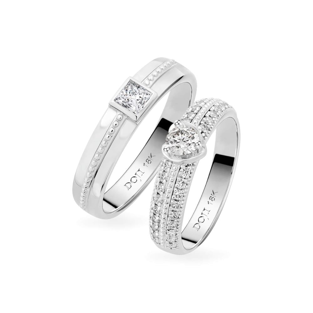 Nhẫn cưới 18K DOJI AWMF010015D2NN1 - AWFF010015D2NN1 