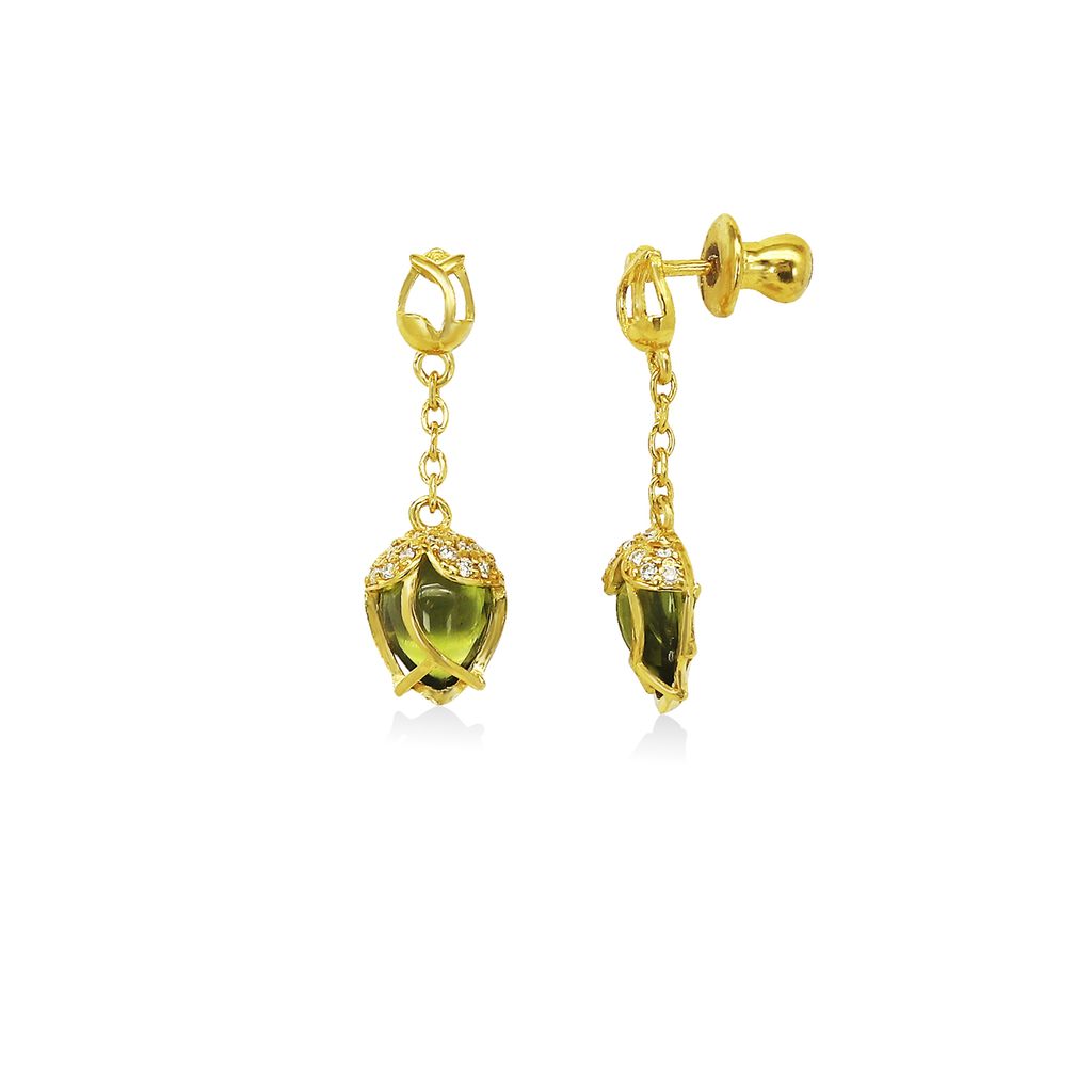 Hoa tai vàng 24K gắn đá peridot DOJI BLE0004020A1PE1 