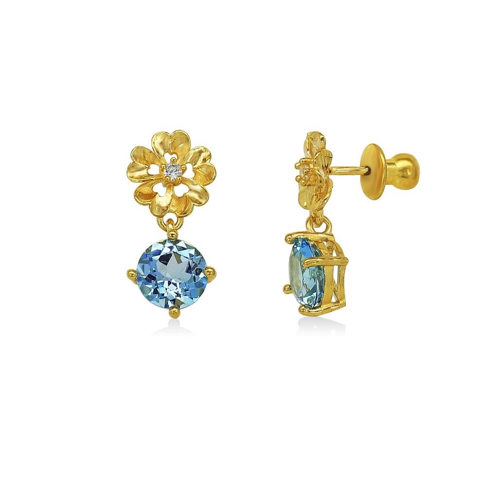 Hoa tai vàng 24K gắn đá topaz DOJI BLE0004040A1TO1 