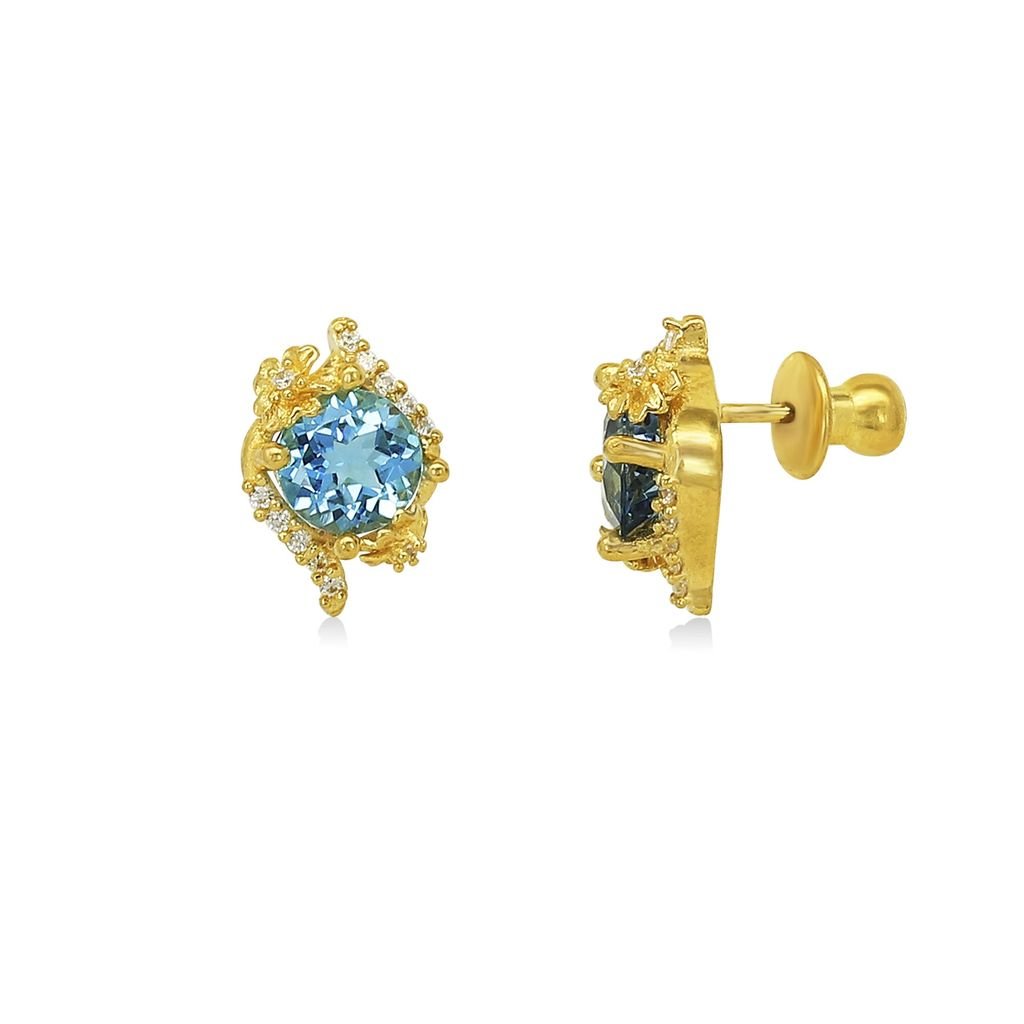 Hoa tai vàng 24K gắn đá topaz DOJI BLE0004050A1TO1 