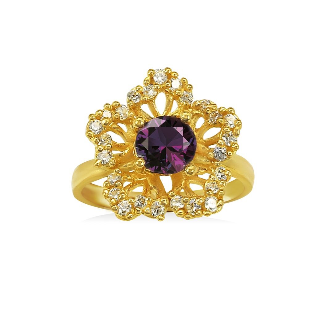 Nhẫn vàng 24K gắn đá amethyst DOJI BLR0004030A1AM1 
