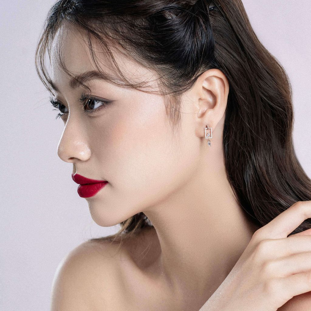 Hoa tai vàng hồng 14K gắn đá CZ DOJI AFEK000690F3CZ1 