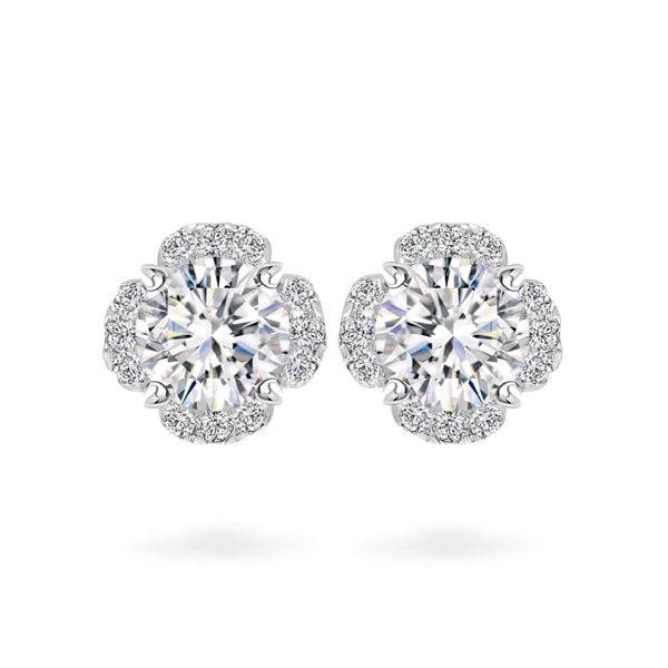 Hoa tai vàng trắng 14K gắn đá CZ DOJI AFEJ000162F2CZ1