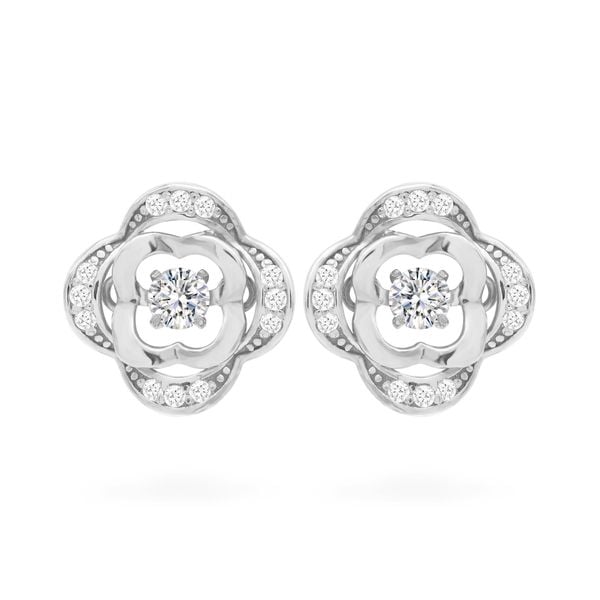 Hoa tai vàng trắng 14K gắn đá CZ DOJI AFEJ000214F2CZ1