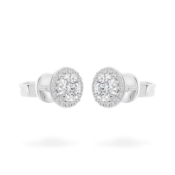 Hoa tai vàng trắng 14K gắn kim cương DOJI AFEB002118F2HA1