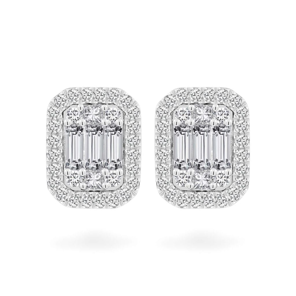 Hoa tai vàng trắng 14K gắn kim cương DOJI AFER700038F2DA1 