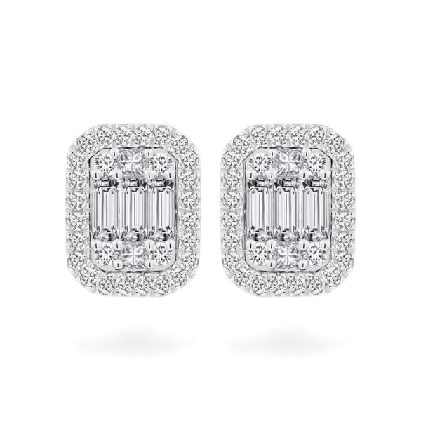 Hoa tai vàng trắng 14K gắn kim cương DOJI AFER700038F2DA1