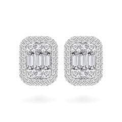 Hoa tai vàng trắng 14K gắn kim cương DOJI AFER700038F2DA1