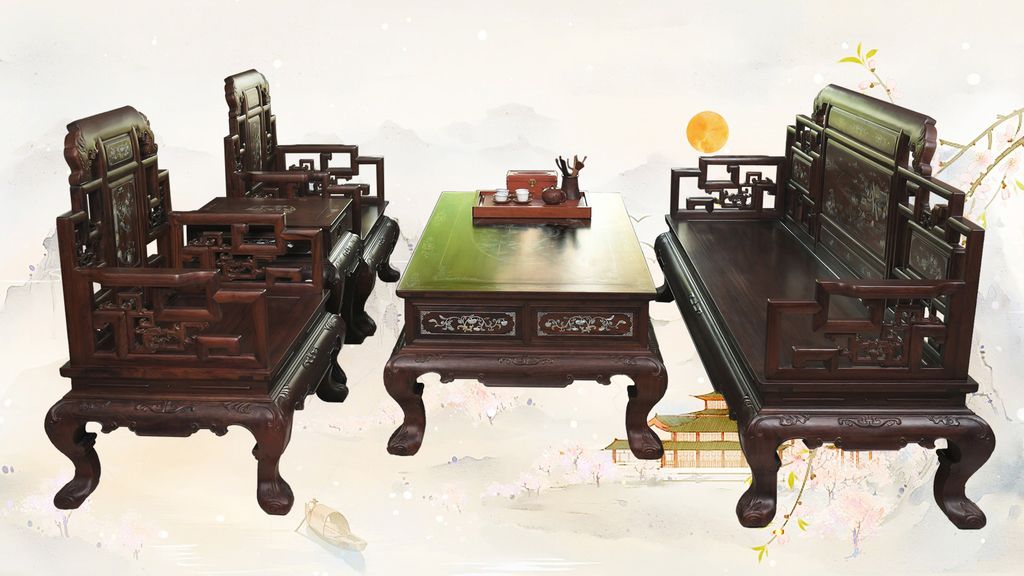 Bộ salon Tứ Quý 6 món - gỗ Chiêu Liêu